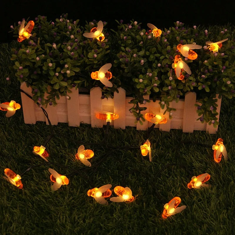 

50 Led Solar Bee String Lights Outdoor Honeybee Fairy Lights with 8 Modes Waterproof Solar Bumble Bee Lights
