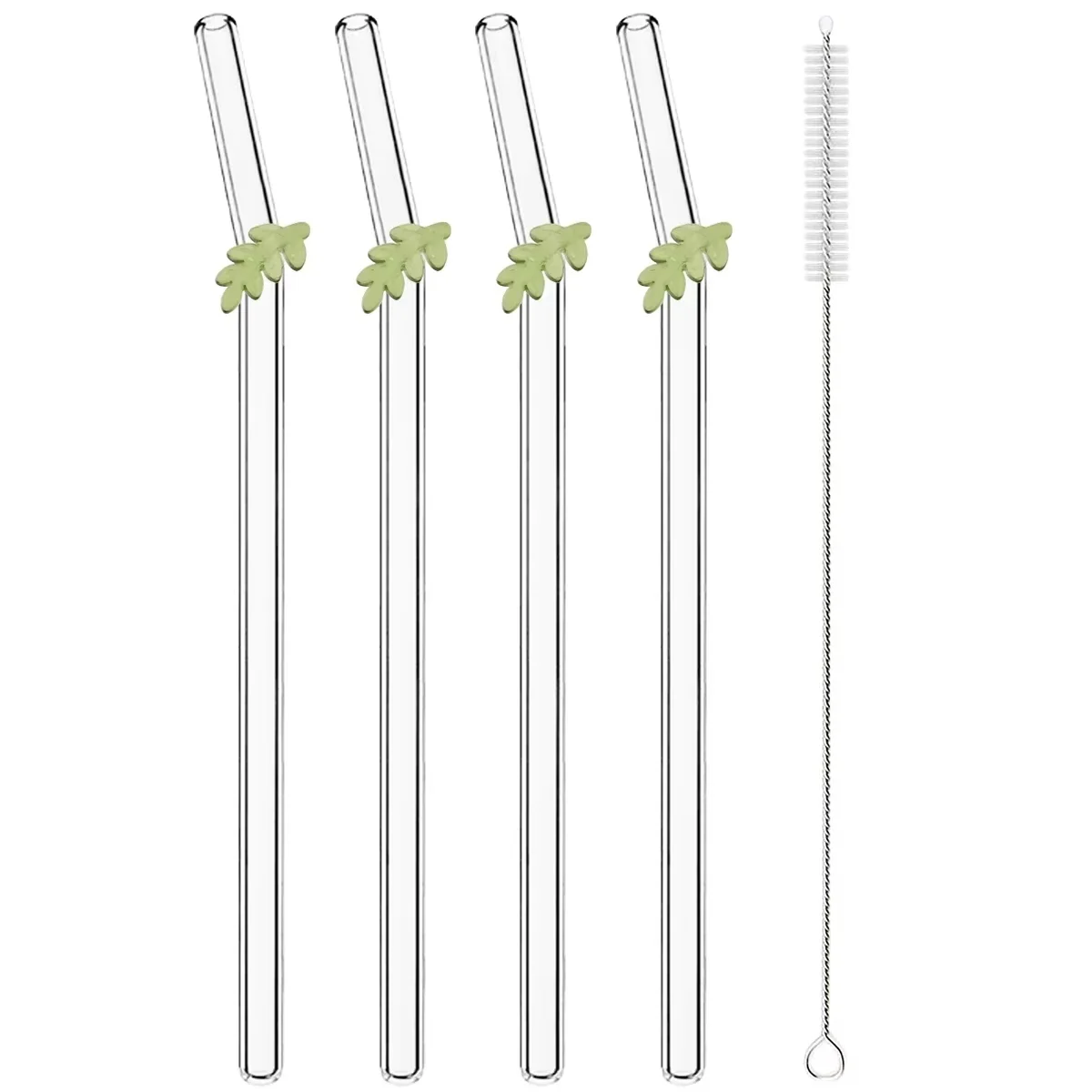 4Pcs Weihnachten Milch Shake Fruchtsaft Tee Cocktail Stroh Glas Trinkhalme Set Wiederverwendbare Stroh mit Pinsel Bar Zubehör