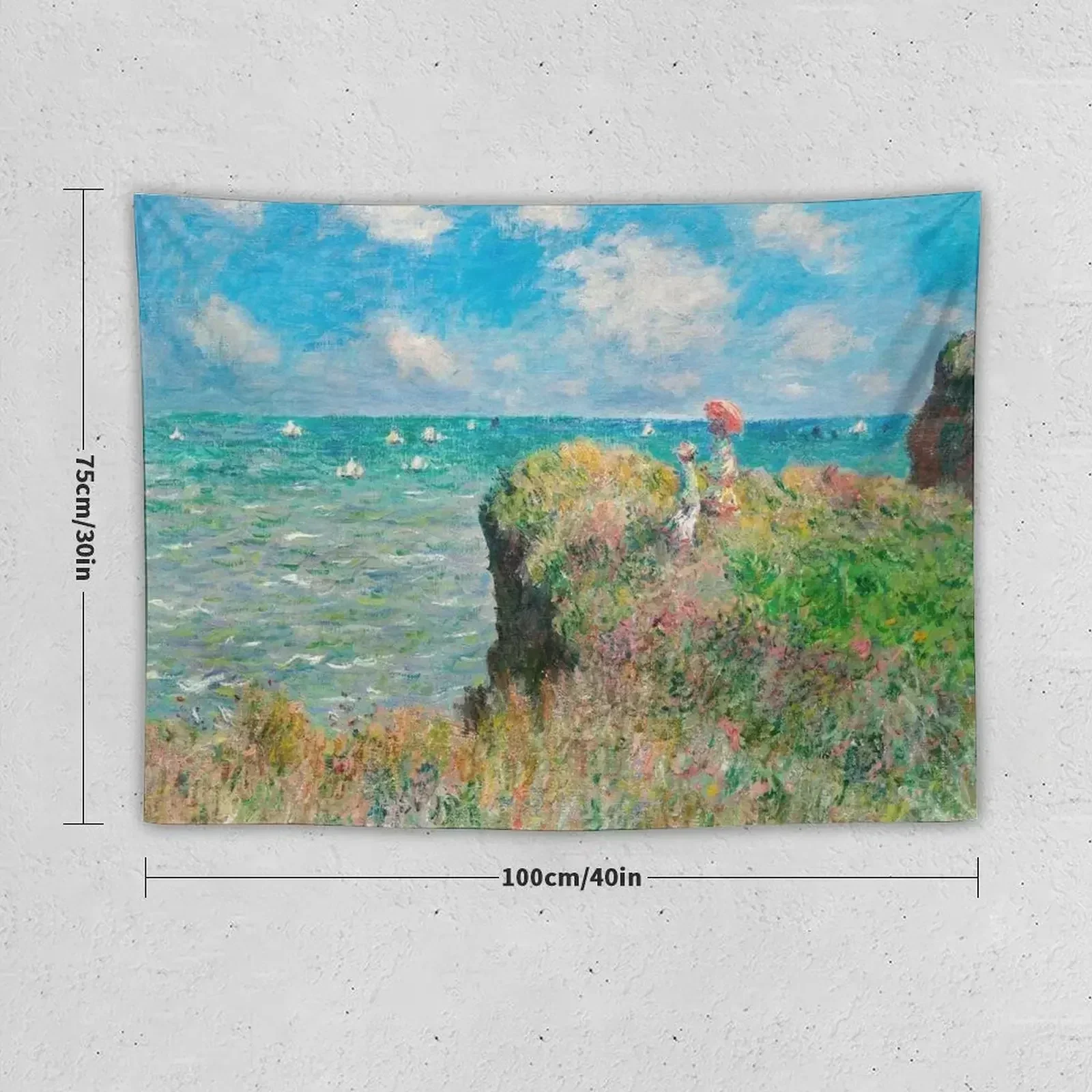 1882-Claude Monet-Cliff Walk at Pourville-66 x 82 Tapestry Room Decor Aesthetic Anime Decor Bedrooms Decor Tapestry