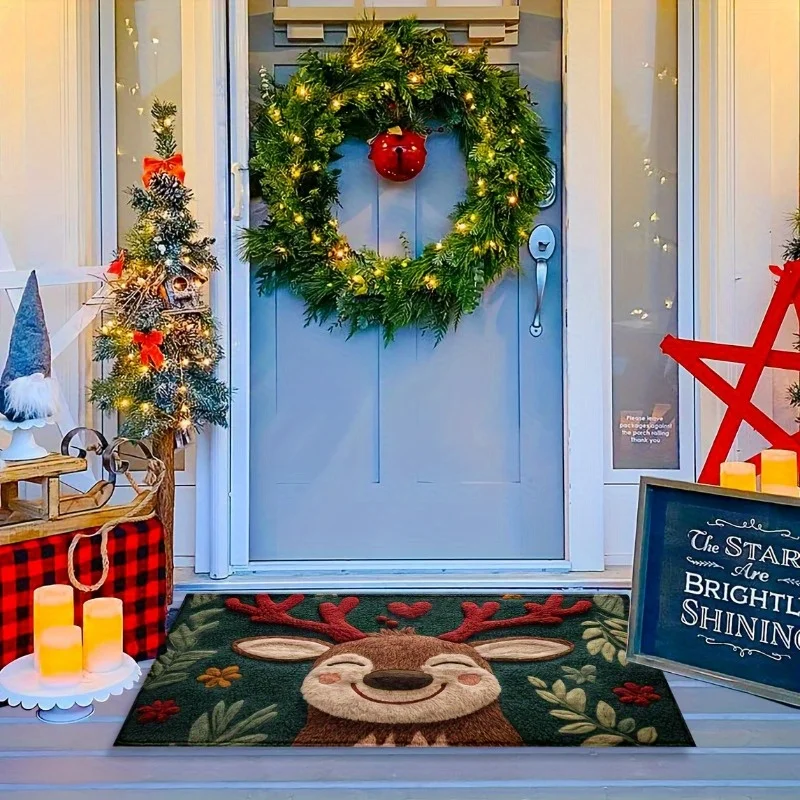 Christmas Door Mat Red Santa Claus Outdoor and indoor Gingerbread Man Carpet New Year Merry Christmas Home Decor Foot Mat
