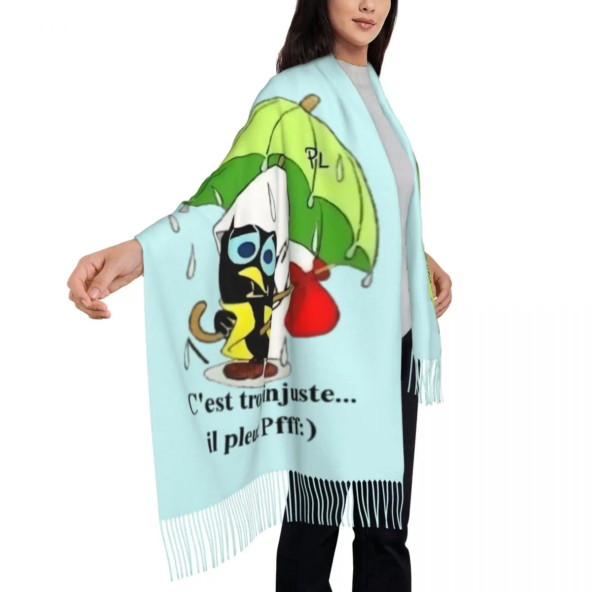 مطبوعة كاليميرو Cest Trop Injuste Il Pleut Pfff وشاح النساء الرجال الشتاء الخريف الأوشحة الدافئة أنيمي إيطاليا التلفزيون الكرتون     شالات يلتف