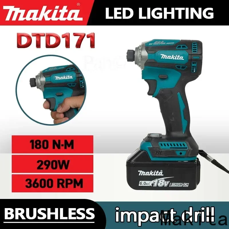 

Makita Original DTD171 Impact Driver Cordless Brushless Electric Screwdriver Rechargable Drill Driver Makita 18V Power Tool