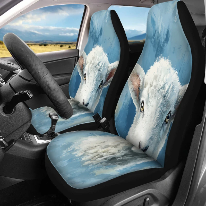 Set Of 2 Front Seat Covers Designed For Vehicles, Featuring Sheep Art. These Breathable Cushions Do Not Have Back Pockets And Ar