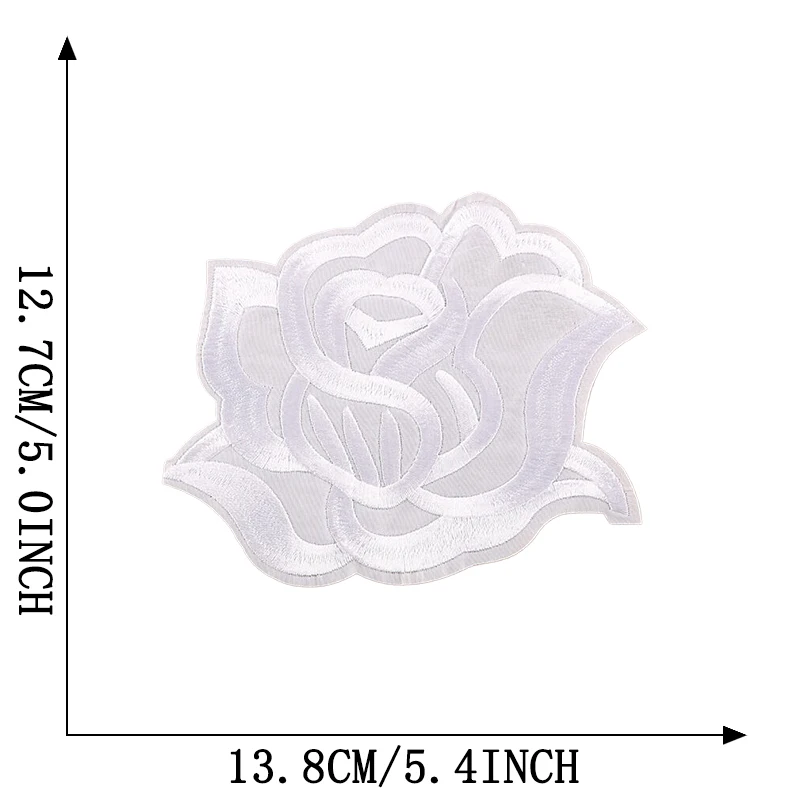 Weiße Blume große Größe kleines Eisen auf Patches für Kleidung bestickt Thermo collant DIY Naszywka Mochila nähen Aufkleber Parche Jacke – Detail 15
