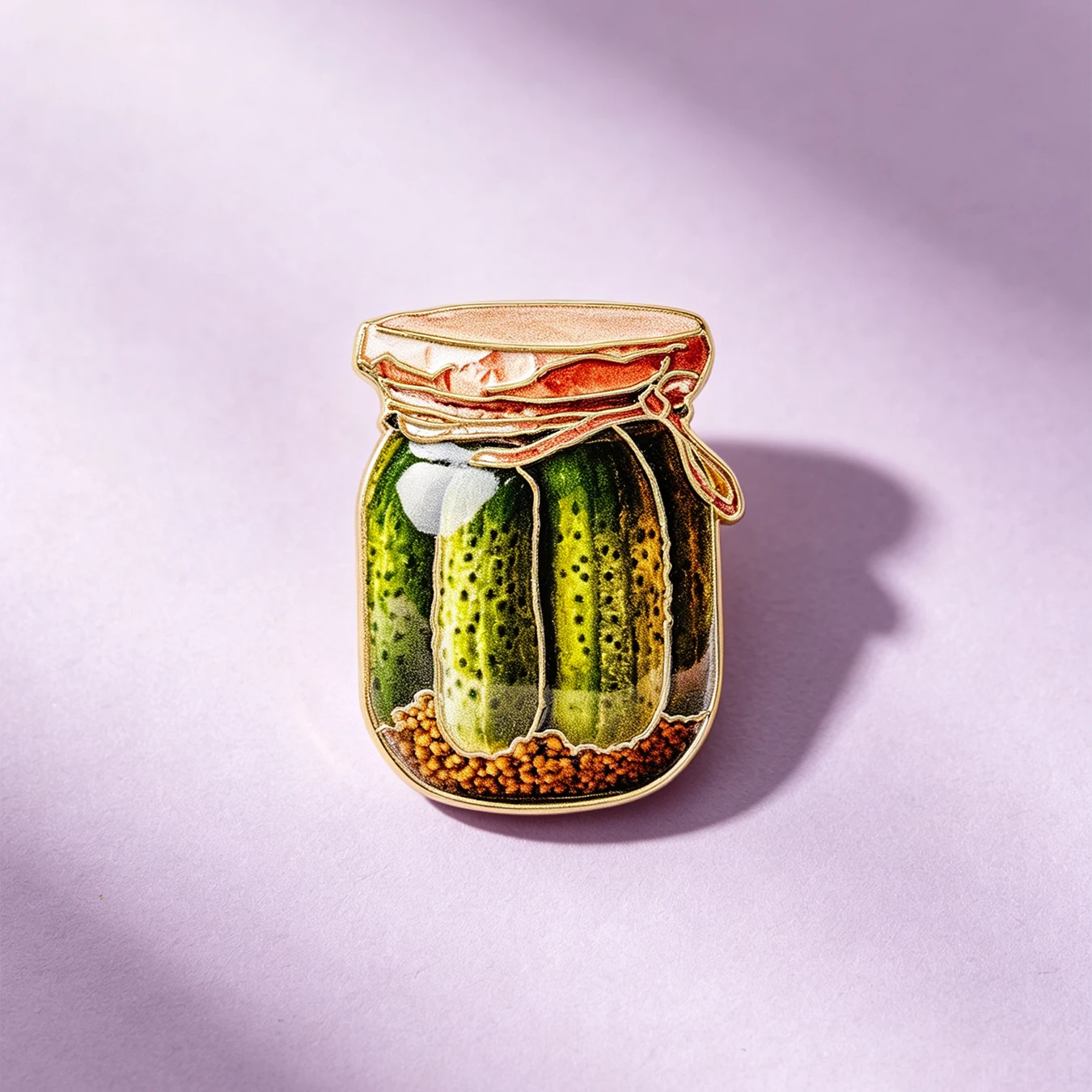 Pickle Jar Enamel Pin, Vintage Food Shaped Metal Brooch, Fun Decor Badge for Jackets Backpacks