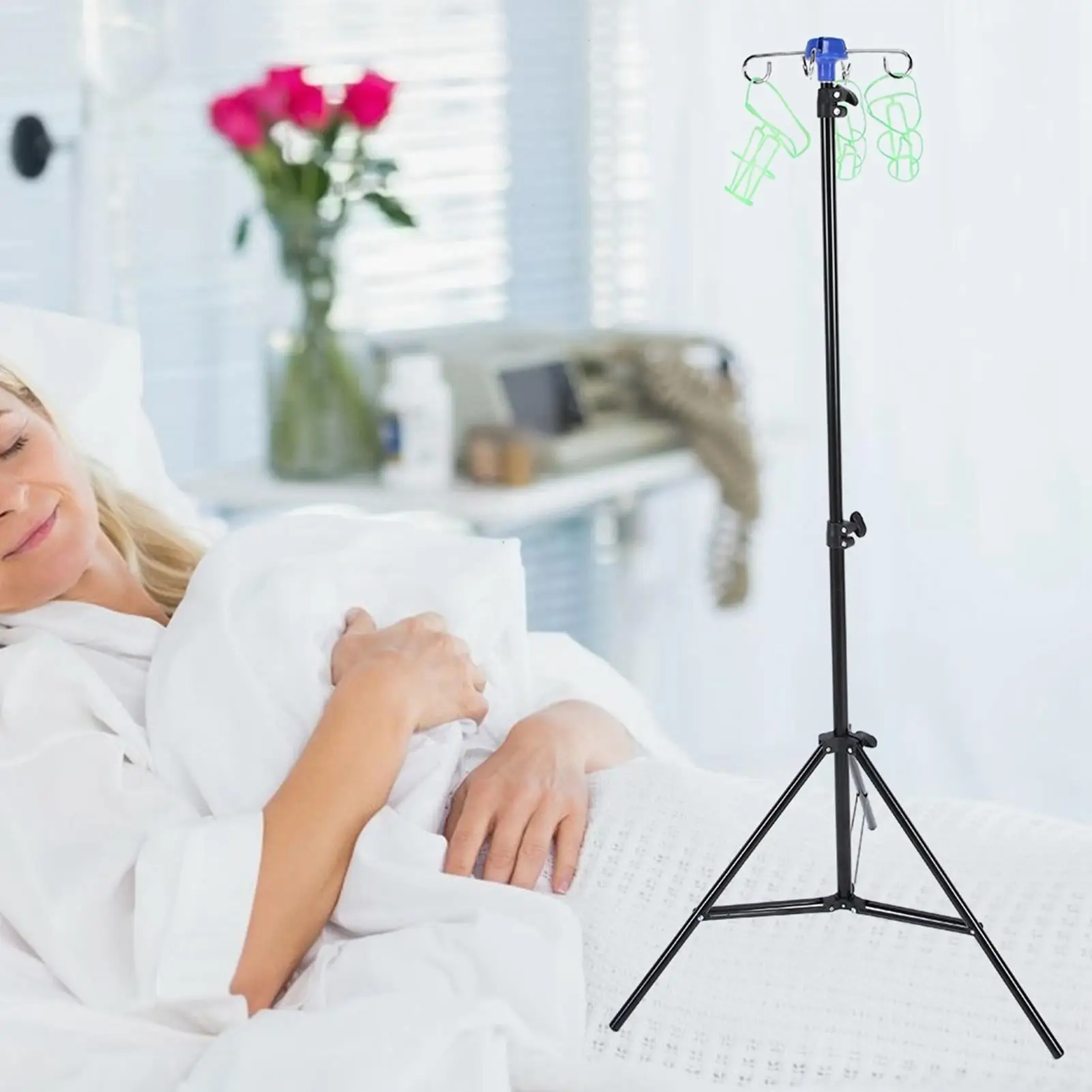 Foldable Portable IV Pole for Drip Bags - Aluminum Alloy Stand for Home & for clinic Care