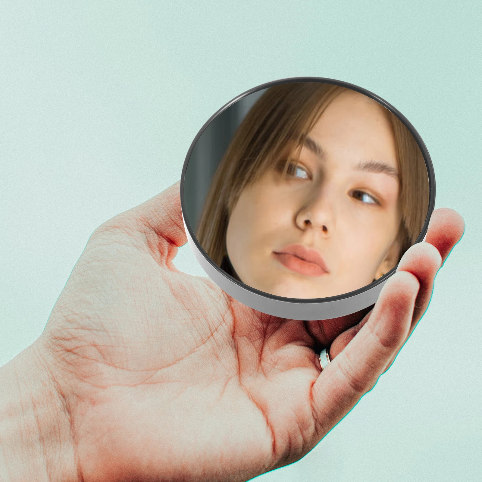 Miroir de vanité à ventouse Compact de 7.5cm, loupe 5X, miroir de maquillage de voyage rond avec Double ventouses pour