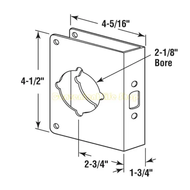 L1EE Portable Home Security Door Reinforcement Plate 2 3/8Inch Backsets Sturdy Stainless Steel Materials for Extra Safety