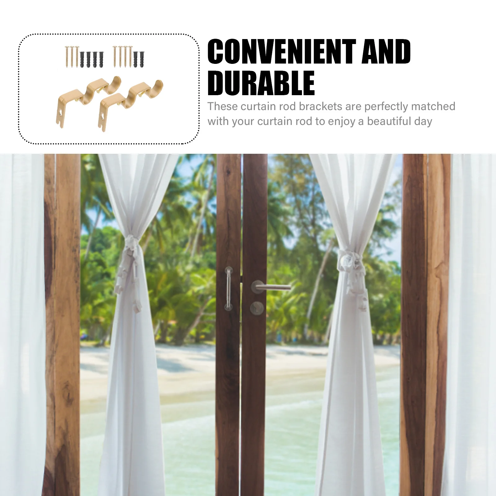 2 set Curtain Rod Bracket Wall Mount Heavy Duty Iron Support Thick Curtains Sturdy Holder Fixing Tool Household Decor Accessory