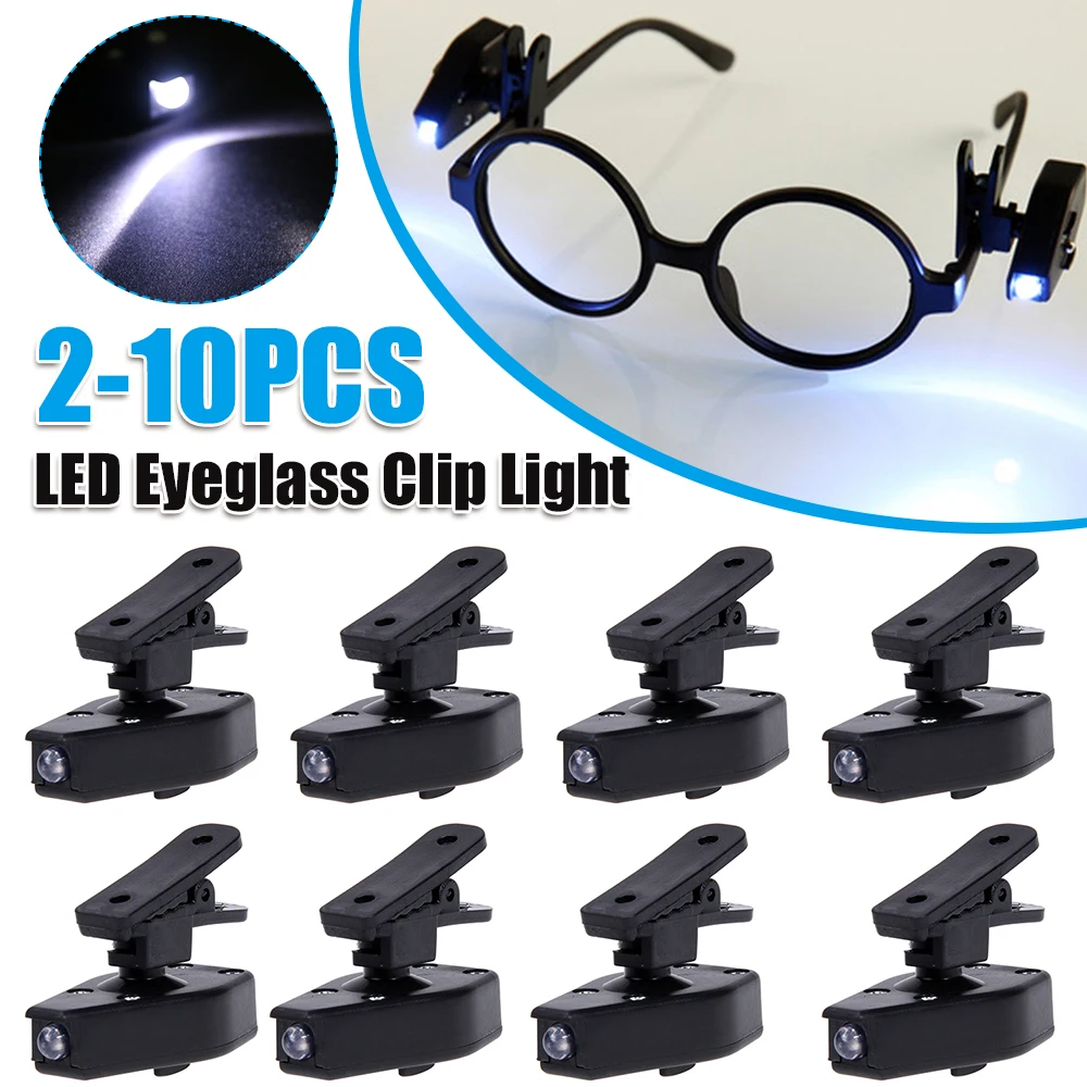 

Мини-светодиодная лампа для чтения на очках, универсальная лампа-клипса для очков, высокая яркость, книжная лампа для чтения дома, в спальне