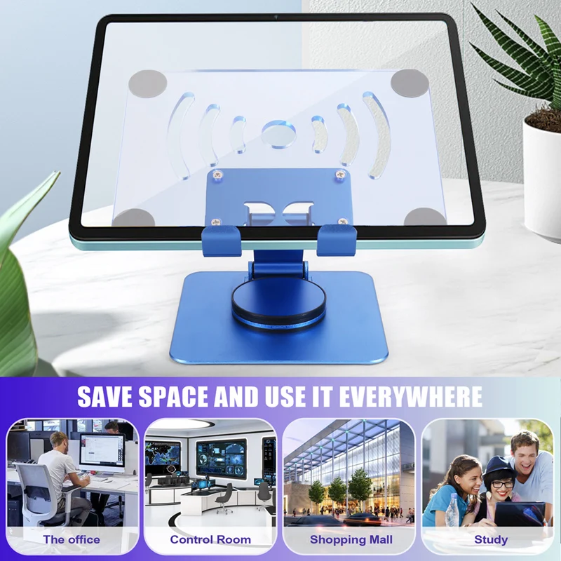 360° Rotating Tablet Stand Adjustable Portable Acrylic Desktop Stand For Tablets Up To 12.9 Inches