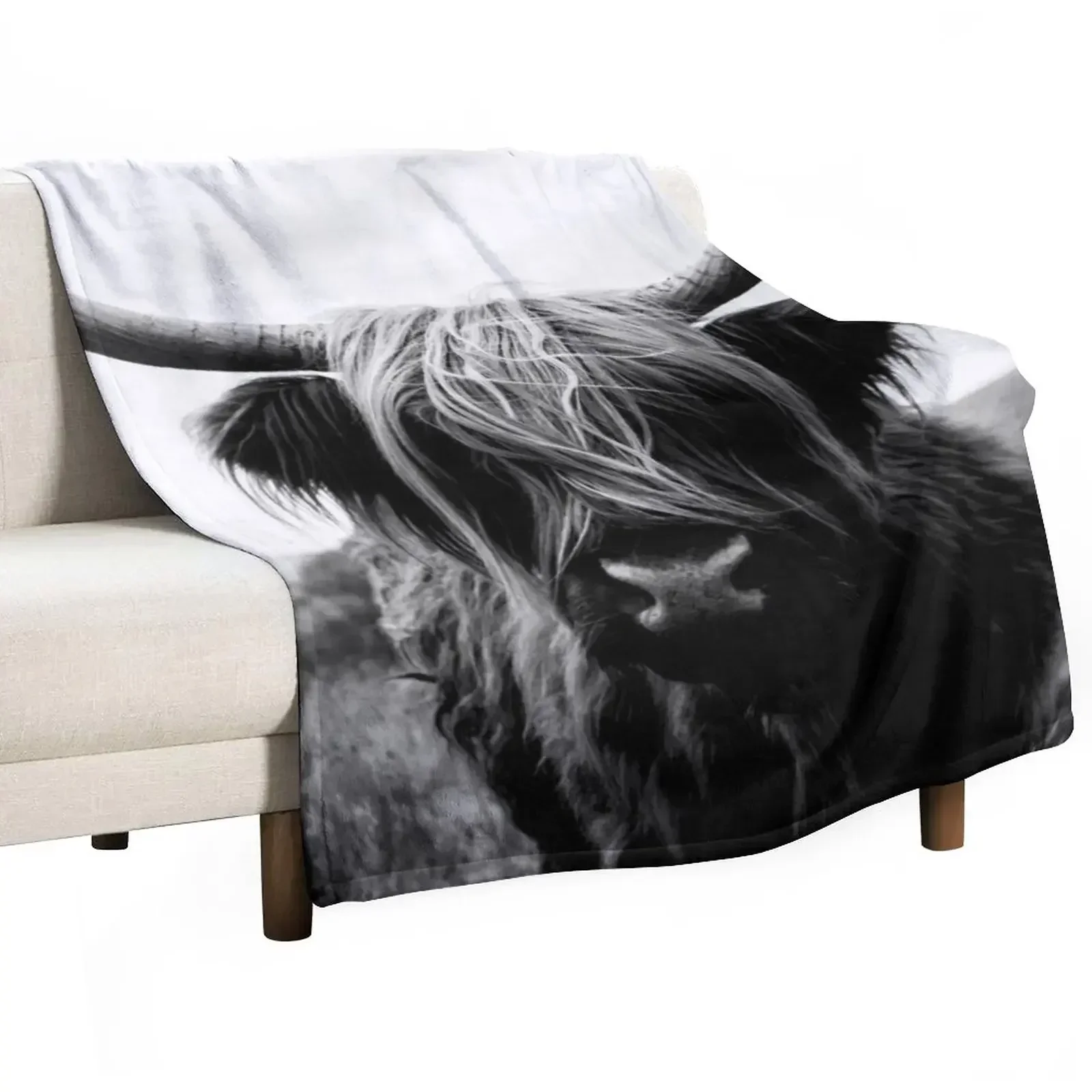 

Scottish Highland Cattle - Black and White Animal Photography Throw Blanket decorative Luxury anime blankets ands Blankets