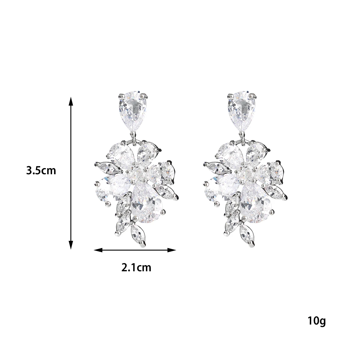 Brincos De Casamento Glitter para Senhoras, Cubic Zirconia Bridal Pendant, Teardrop, Cristal, Noiva, dama de honra, Prom