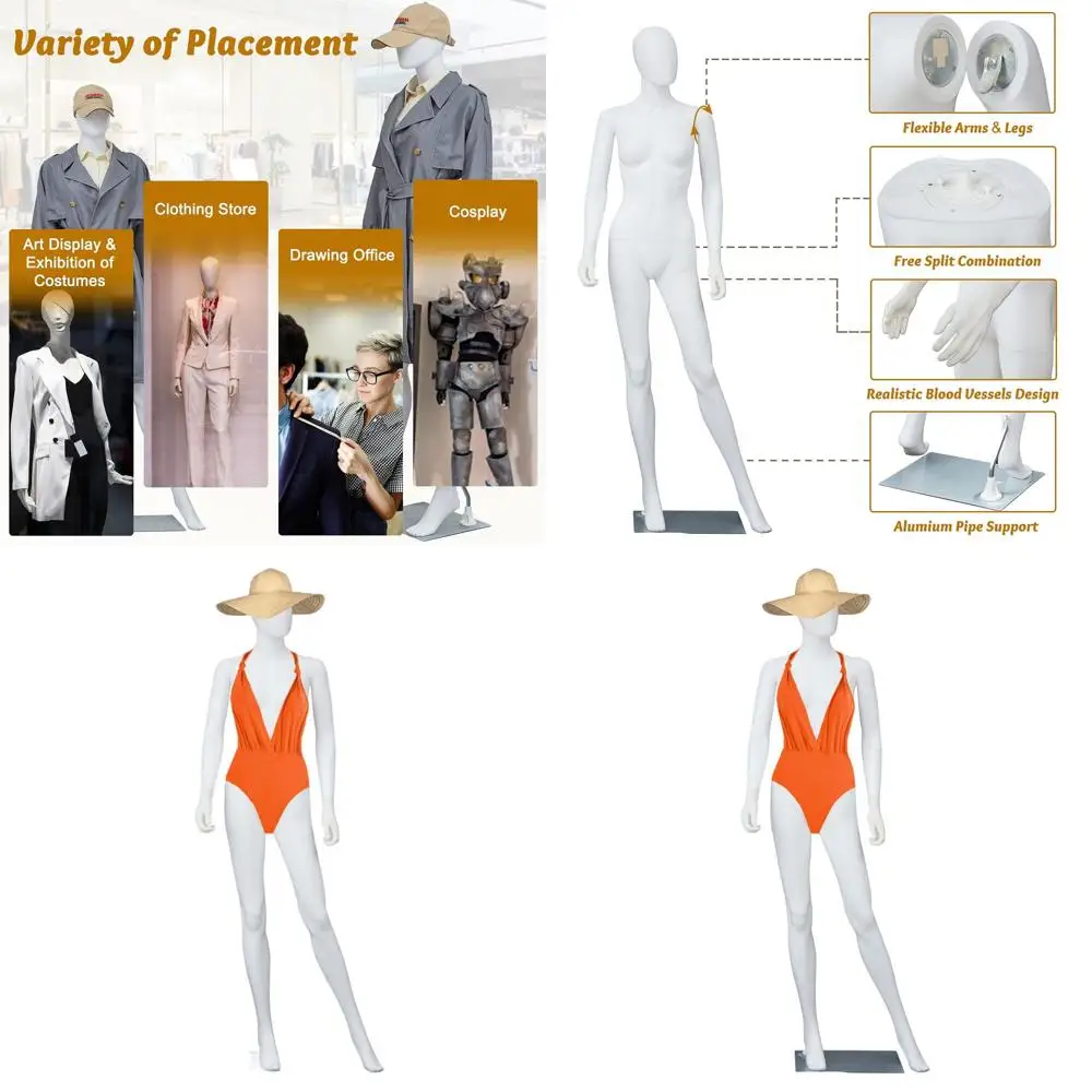 

Полноразмерный женский манекен для демонстрации одежды, реалистичный, идеально подходит для ритейла, Хэллоуина и косплея, белый