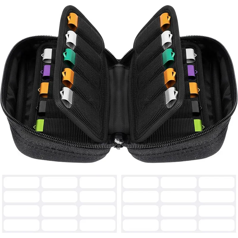 20 Slots USB Flash Drive Case USB Organizer With Labels Flash Drive Storage Case For Memory Stick Jump Drives Thumb Drives Black