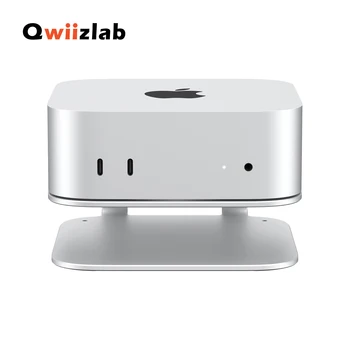 מעמד אלומיניום Qwiizlab עבור Mac mini M4 ו-M4 Pro 2024, אנטי שריטות, אנטי החלקה, מניעת חימום יתר, עמיד ויציב (כסף)