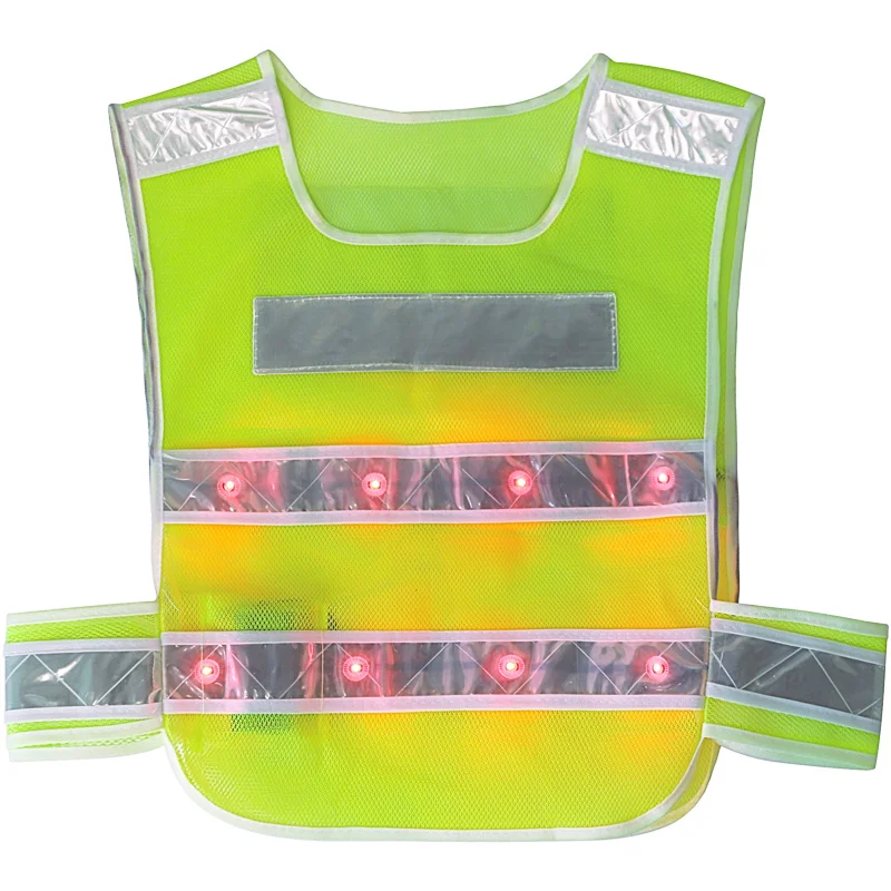 CK TECH High Visibility Reflective Safety Vest Construction Work Vest Traffic Police Miners Workwear With LED Led strips