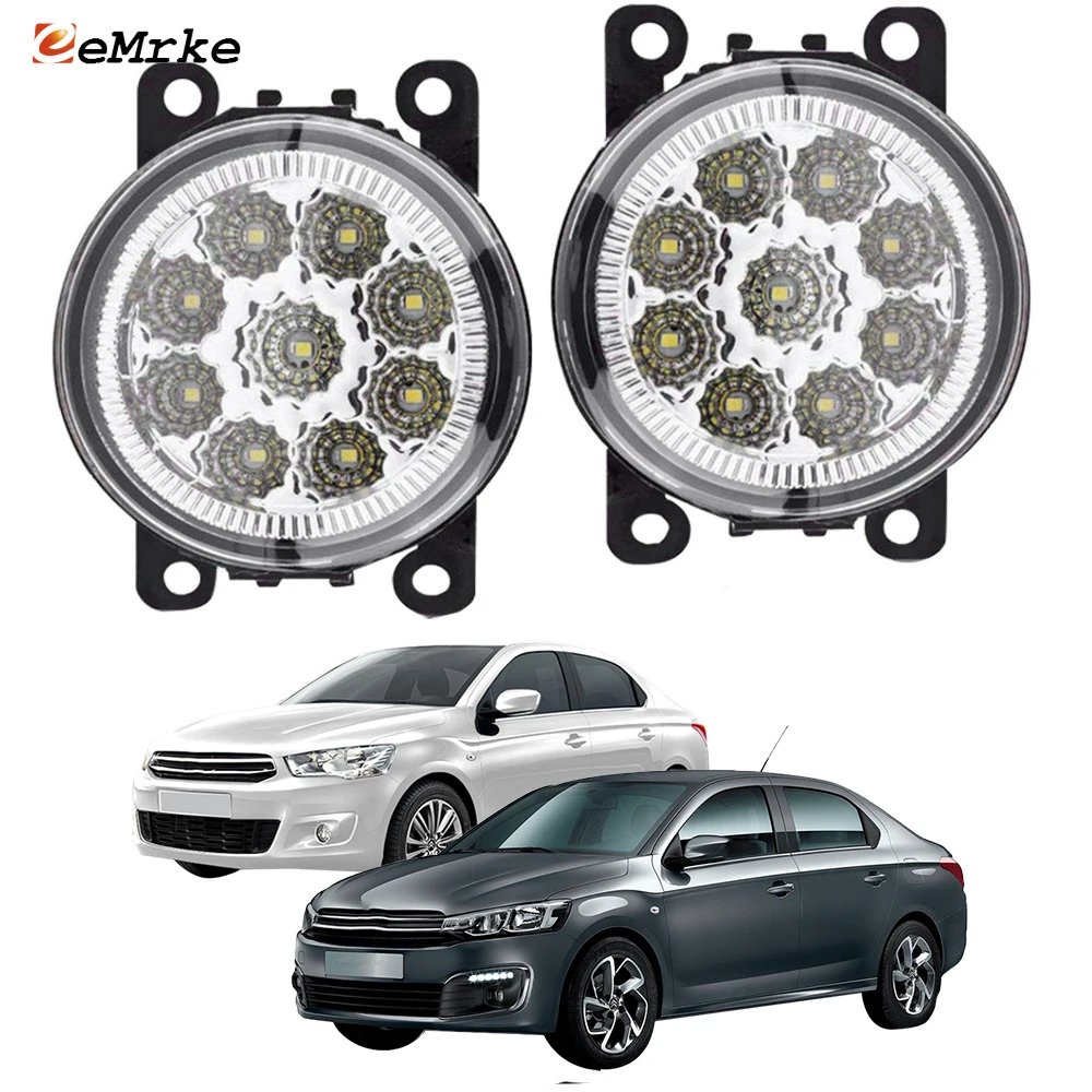 

EEMRKE 2-PCS Car-Styling for Citroen C-Elysee 2008 2009 2010 2011 2012-2015 2016 9-Pieces Led Fog Lights H11 12V Fog Head Lamp