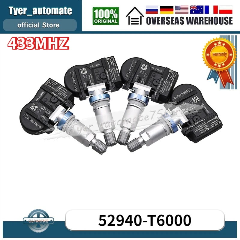 

433MHZ Tire Pressure Monitor Systems 52940-T6000 TPMS Sensor 52940T6000 For Genesis Gv80(from 2023-01 to 2031-09)
