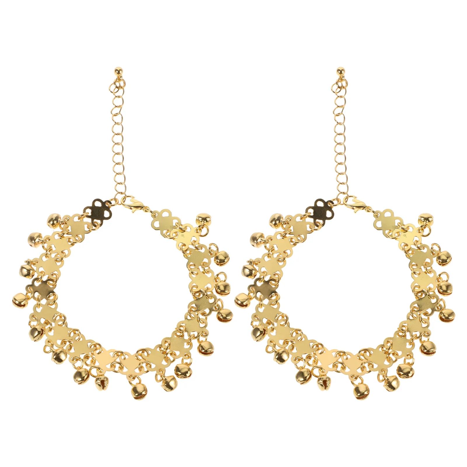 

2Pcs Dance Anklet Jingle Bell Chain Tassel Adjustable Barefoot Chain Belly Dance Foot Jewelry Boho Ankle Bracelets Women