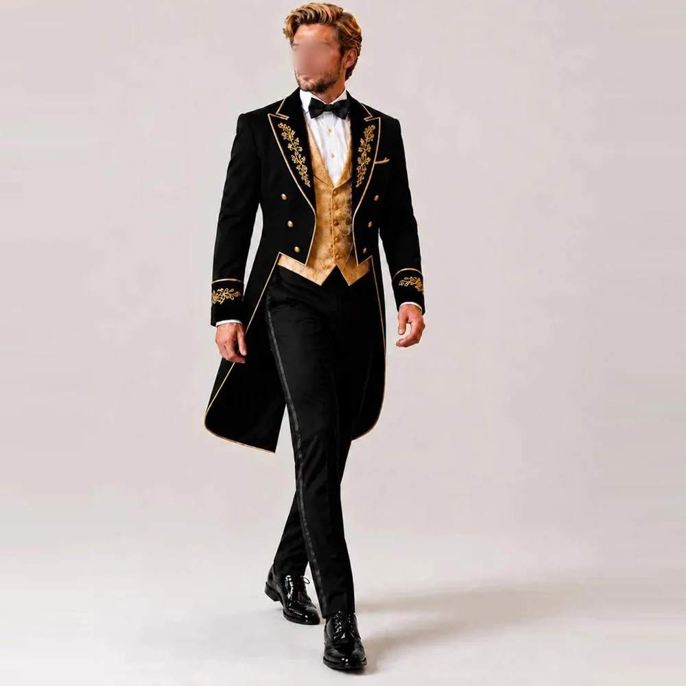 Men's Gothic Ringmaster Costume Victorian Gentleman Wedding Costume Royal Noble Prince Military Uniform Halloween Circus Gown
