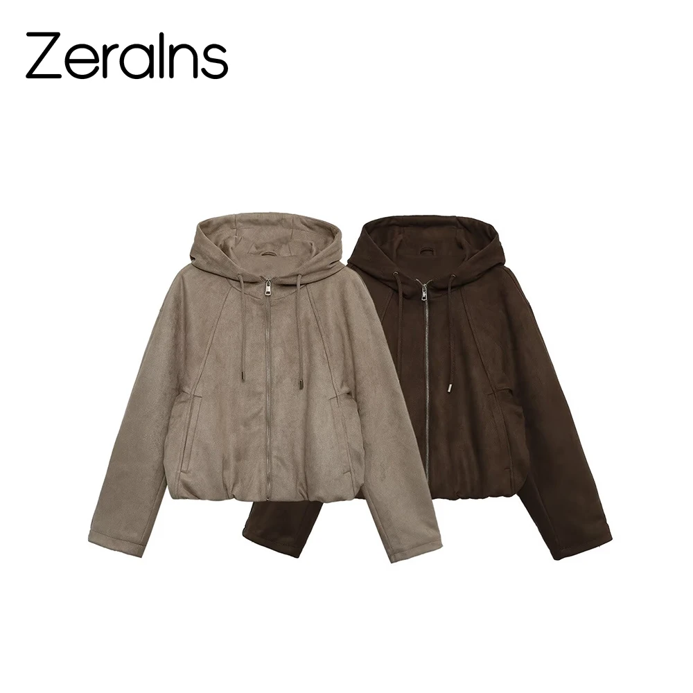 

ZERAINS 2021, осенняя новая корейская модная универсальная свободная куртка с капюшоном в стиле ретро, короткое пальто, топ