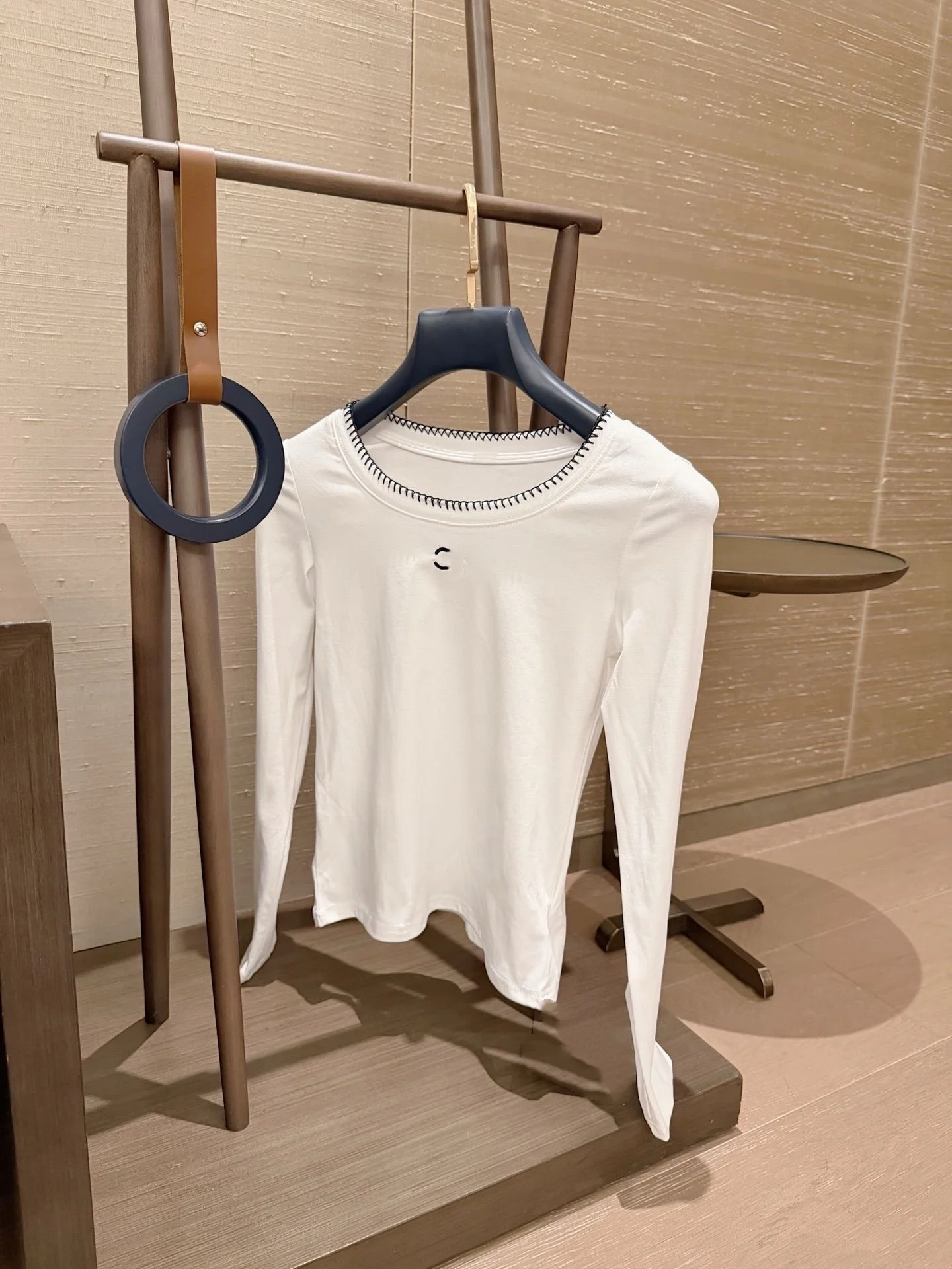 Korean Style Long Sleeve round Neck T-Shirt Women's Slim Fit Versatile Base Layer Shirt Autumn Fashionable Color Block Top