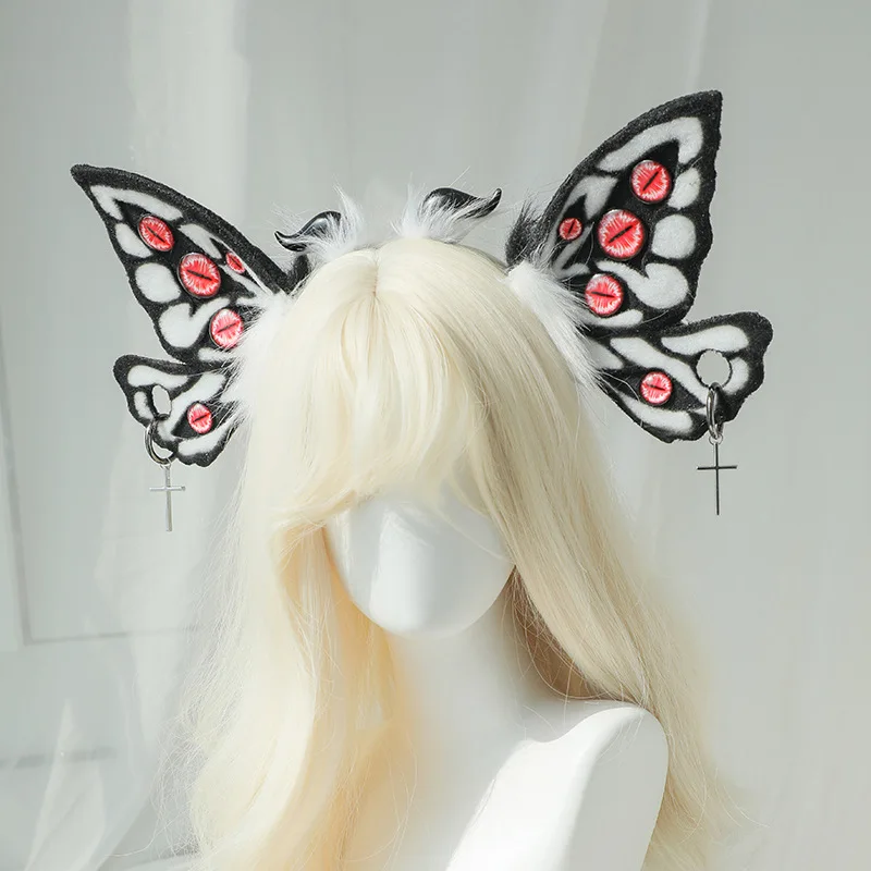 Fantasy Creatures Great Old Ones Cthulhu Evil Eyes Furry Ear Headband Animal Moth Ears Fursuit Demon Headwear Cosplay view 3