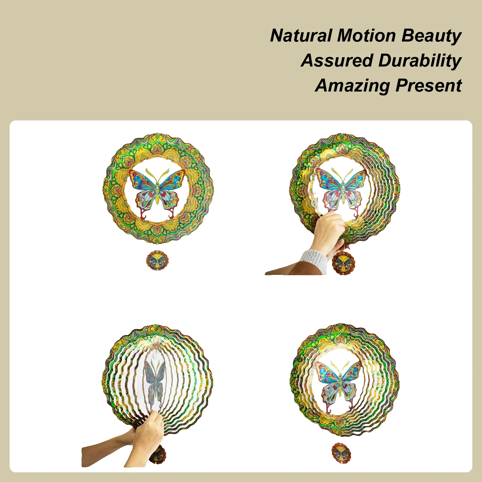Butterfly Wind Spinner Rustic Metal Art Garden Decor Outside Wind Sculpture for Patio Porch Backyard Courtyard Balcony