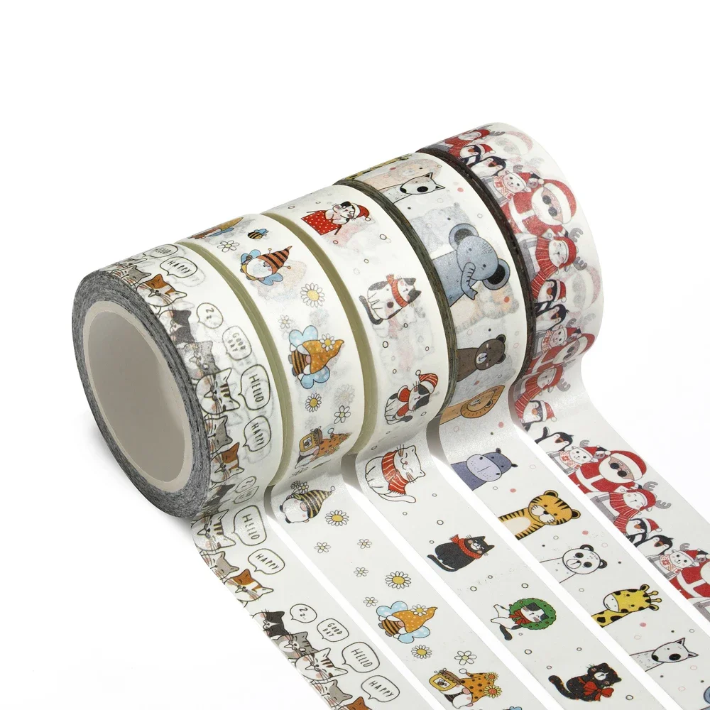 

1PC 15MM*10M Cute Cat Animals Christmas Santa Claus elk HO Flowers Decorative Washi Tape Scrapbooking Masking Tape