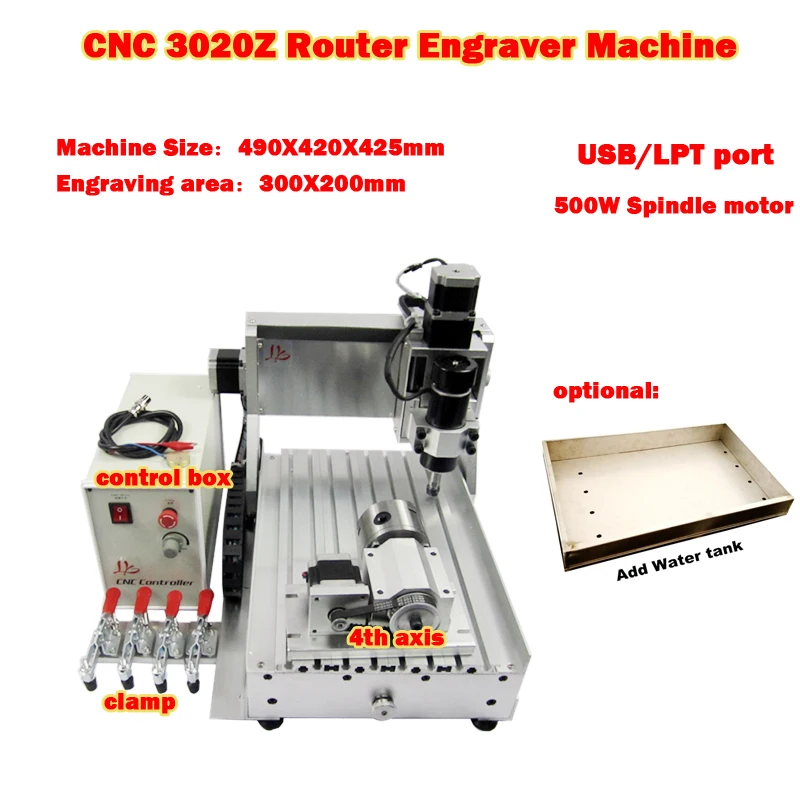 

LY CNC 3020Z Wood Router Milling Machine 3axis 4axis 500W USB LPT Metal Engraving Machine for Woodworking