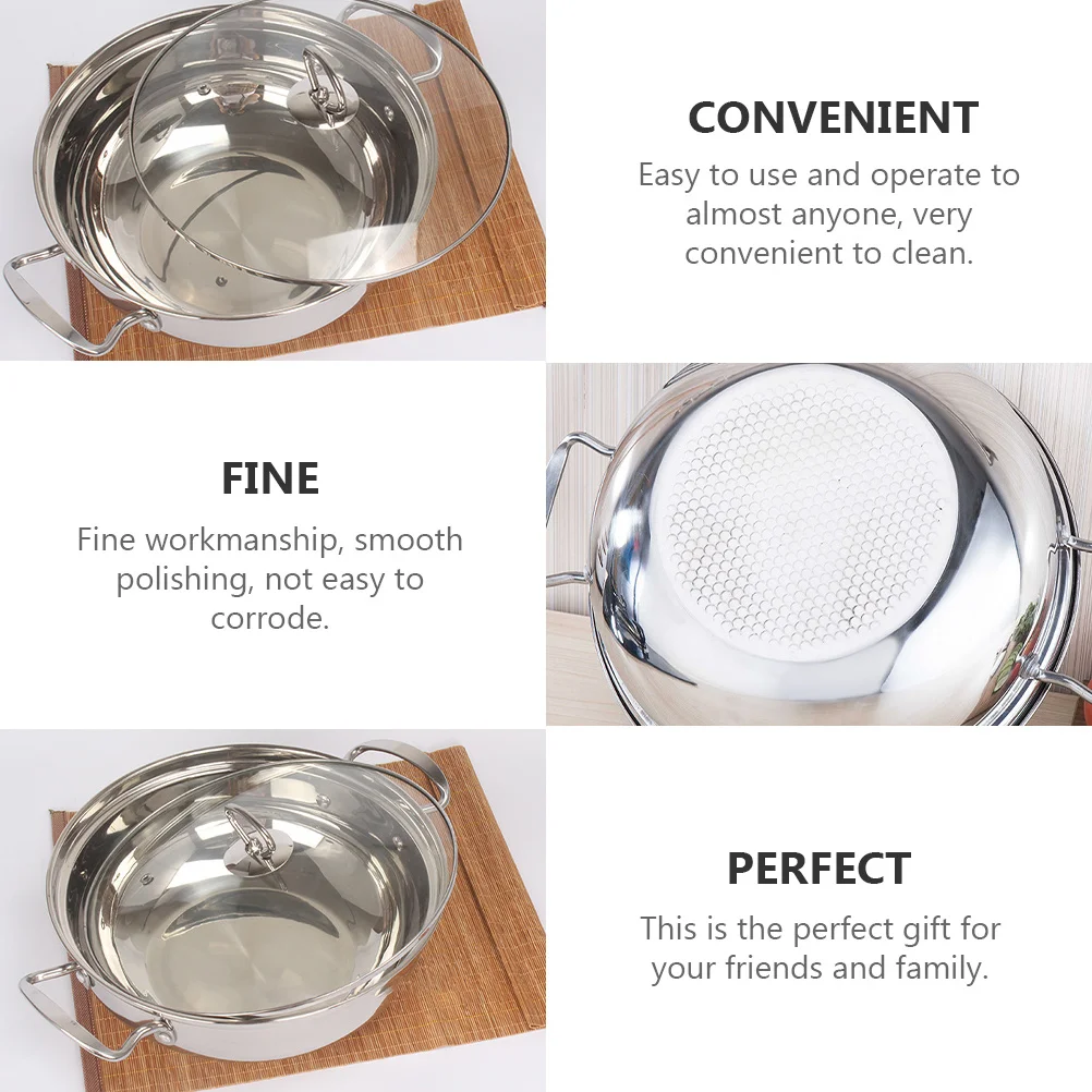 

1Pcs Stainless Steel Soup Pot Polished Practical Multifunctional Cooking Pot Compatible with Gas Electric Stove