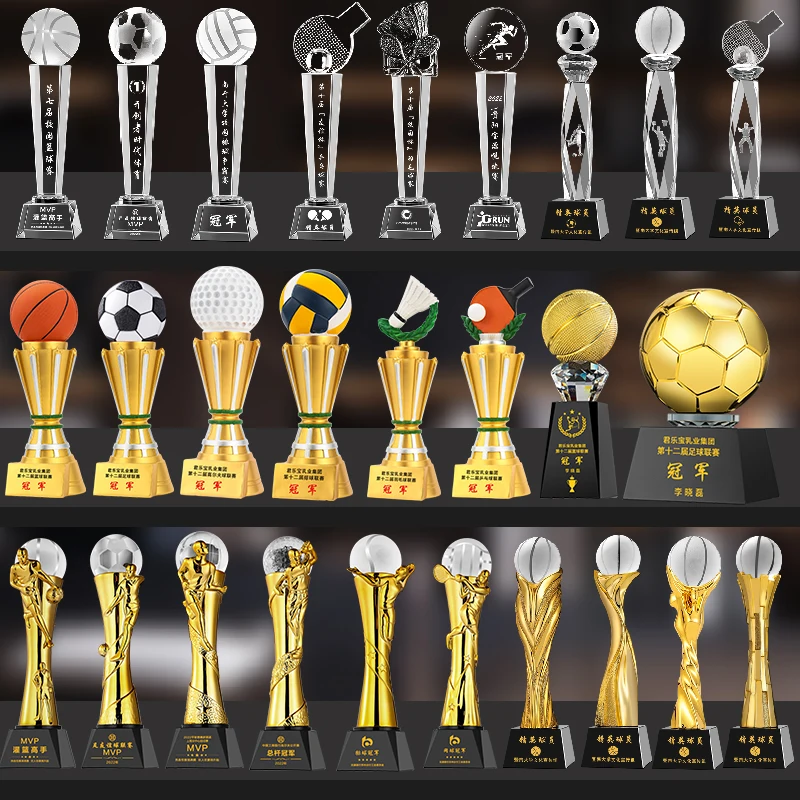 Customized Crystal Trophy Golden Cups Award Sports Winner Trofeo Reward Competition Gift Prizes Souvenir Metal Trophy Customizat