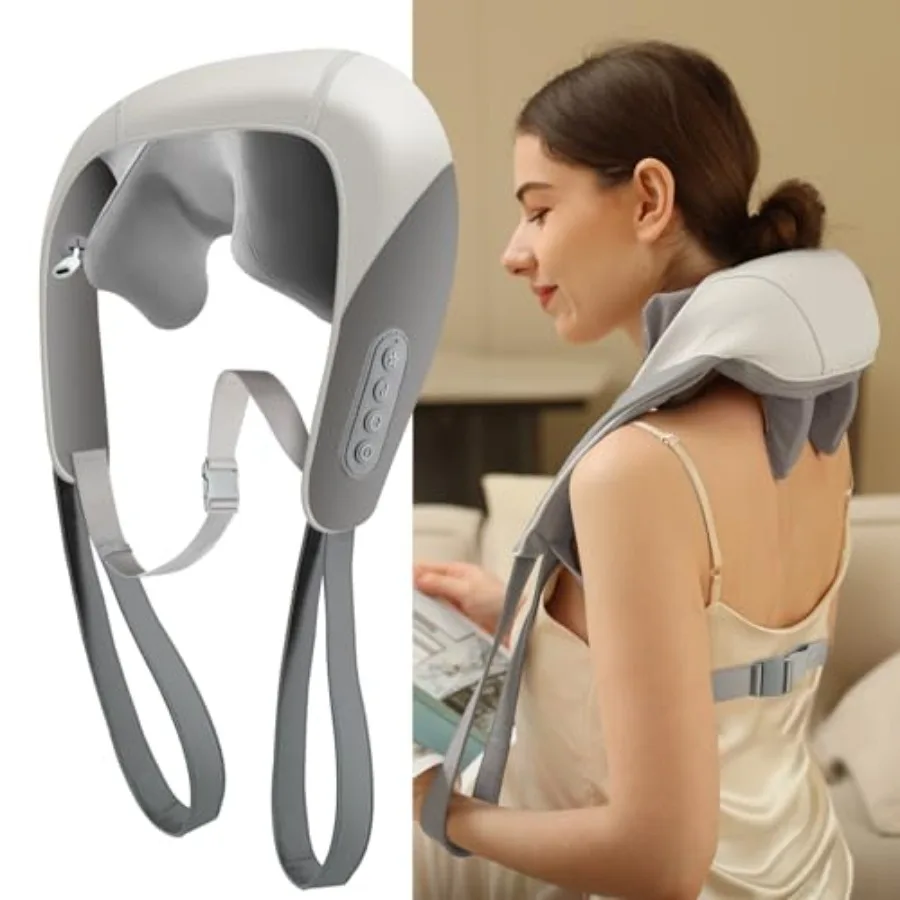 

Cordless 5D Shiatsu Neck and Shoulder Massager for Deep Tissue Pain Relief Electric Kneading Massage with Heat Therapy Ideal fo