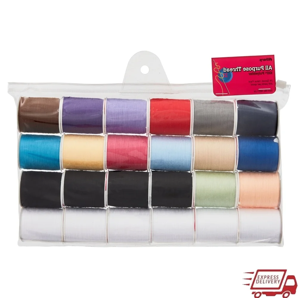 

Разноцветные швейные нитки из 100% полиэстера, 200 ярдов, 24 шпули, прочные, цветные, разные нитки, проекты для рукоделия и шитья