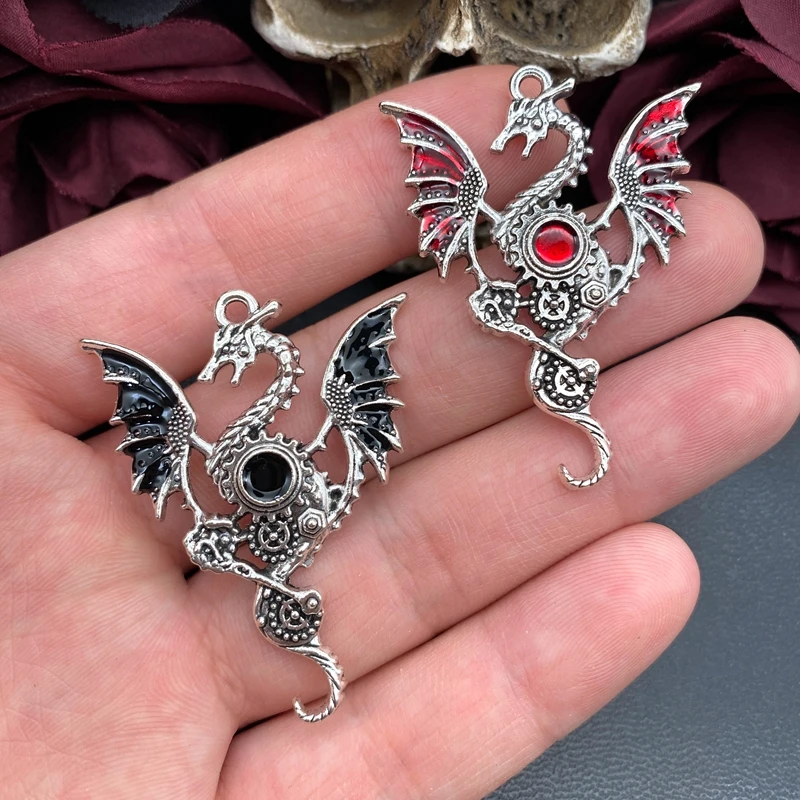 3pcs Gothic Fly Dragon Charms for DIY Jewellery Making