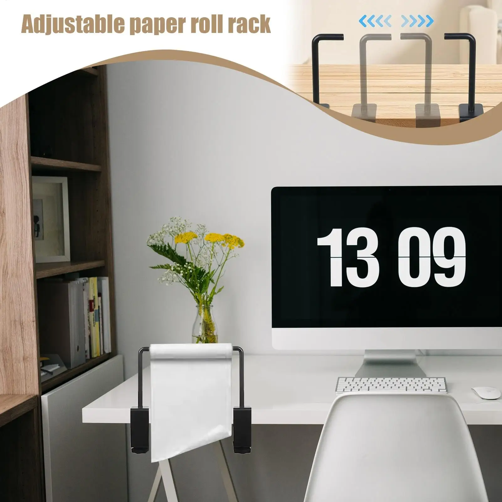 Paper Roll Holder Metal Adjustable Holder Rack Art Paper Dispenser For Art Crafting Drawing Painting Packaging Wrapping Desk