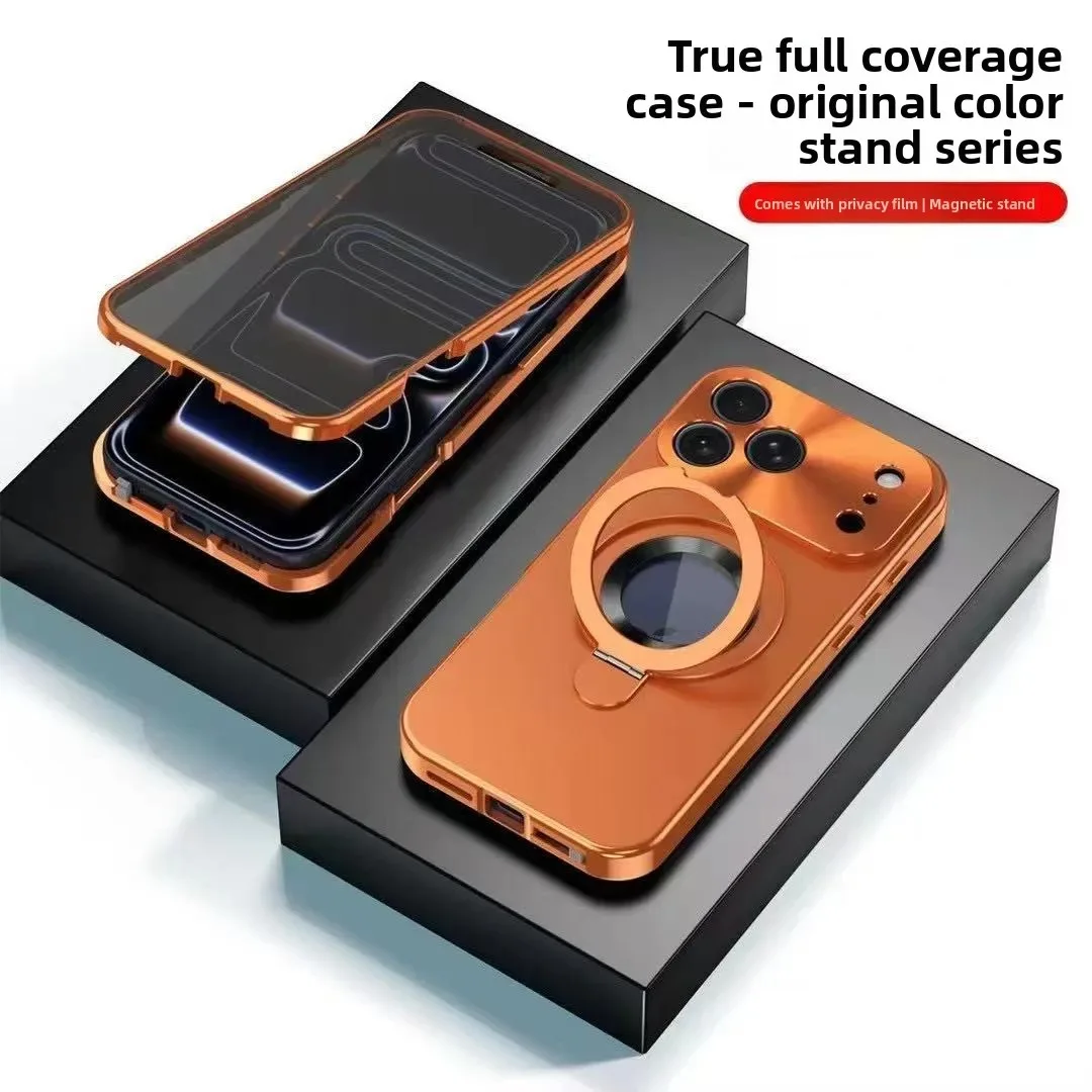 

Original farve bagplade mobiletui til iPhone 17/14/15/16 Pro Max magnetsuge holder metalramme all-inclusive spejlbeskyttelse etu