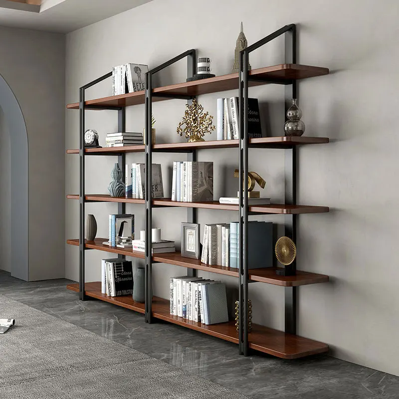 Library simple bookshelf storage rack subway art bookcase multi-layer solid wood storage shelf living room shelf home use
