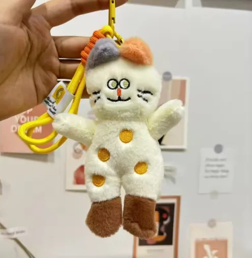 พวงกุญแจตุ๊กตาแมวน่ารักลายจุด สำหรับห้อยกระเป๋า ของขวัญ พวงกุญแจตุ๊กตาแมวการ์ตูน ขายส่ง