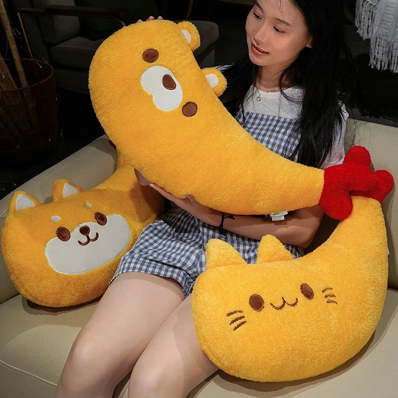 

Тептура жареная креветка плюшевая подушка мультяшная мягкая подушка для спинки стула забавная автомобильная диванная подушка для украшения дома