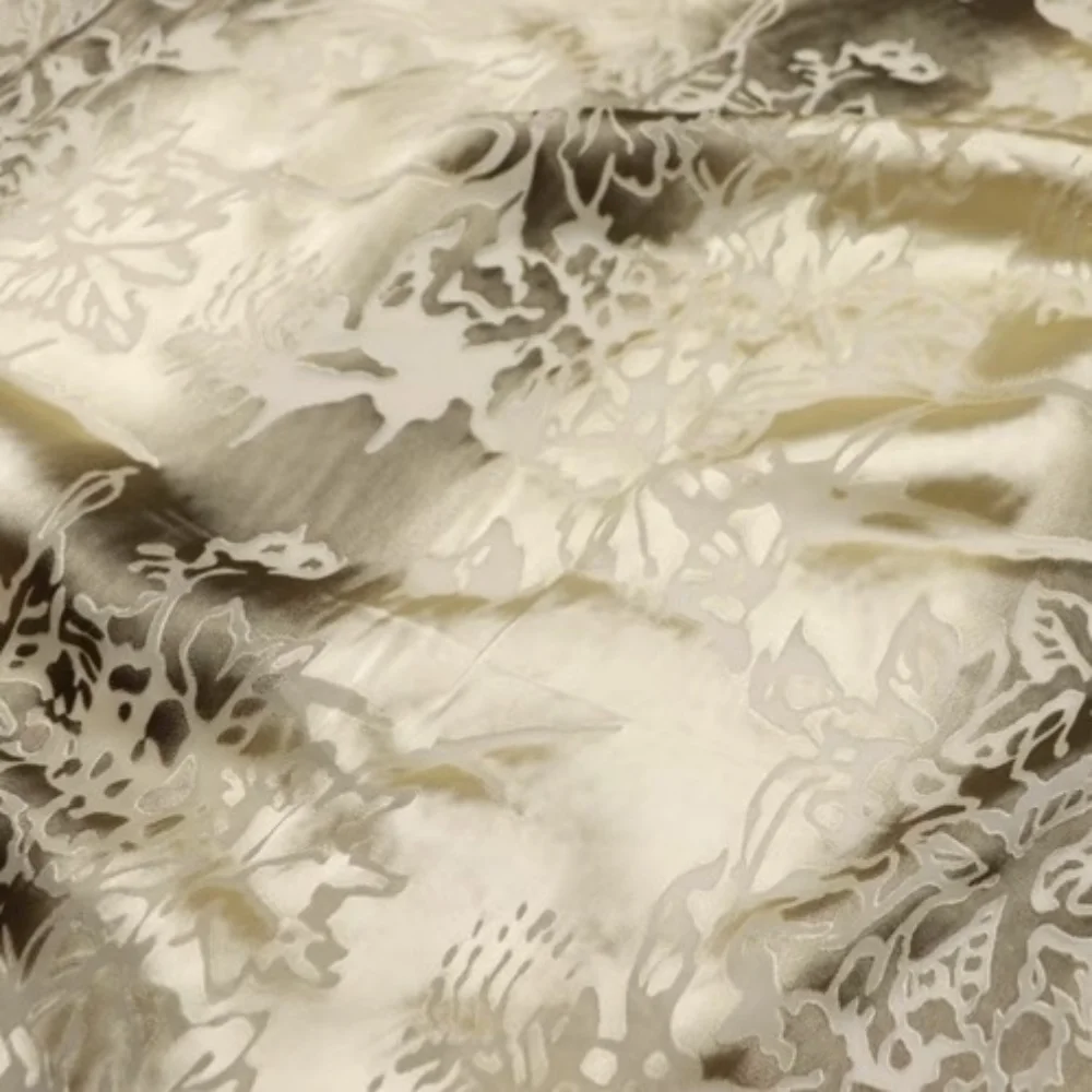 Gaya Modis Bunga Kuning Kualitas Bagus Harga Diskon Kain Sutra Perasaan Lembut untuk Pakaian Gaun Musim Semi Yang Bagus