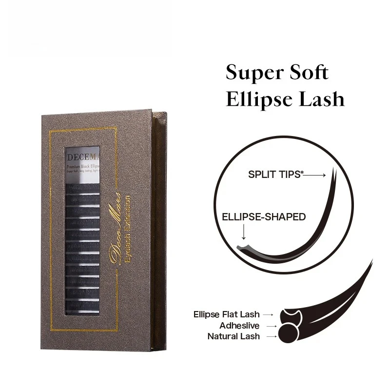 Bright Double-pointed Single Flat Hair Grafted False Eyelashes, Super Soft Oval Flat Eyelash Extension