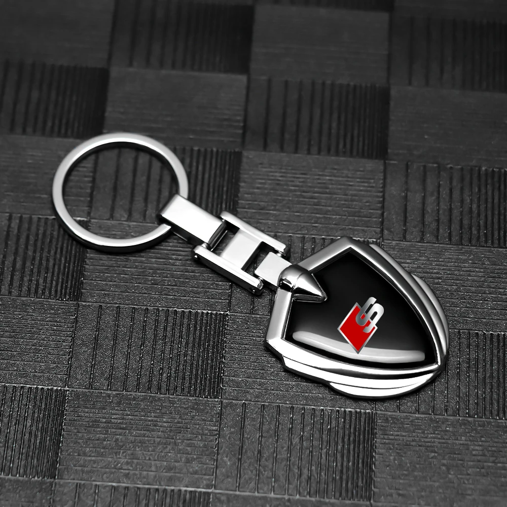 3D Metall/Leder Auto-Emblem Schlüsselanhänger Schlüsselring Dekoration für Audi A3 S3 8V A4 B8 B6 B7 A6 C6 C5 C7 A5 Q3 Q5 Q7 TT A1 A2 A7 A8 Q2