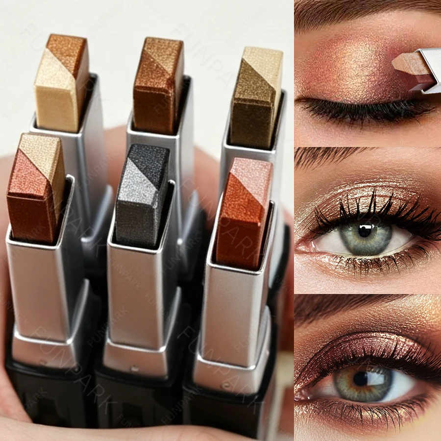 6 Colors Two Color Gradient Eye Shadow Stick Three Dimensional Natural Without Taking Off Korean Makeup for Gifts Earth-tone Eye