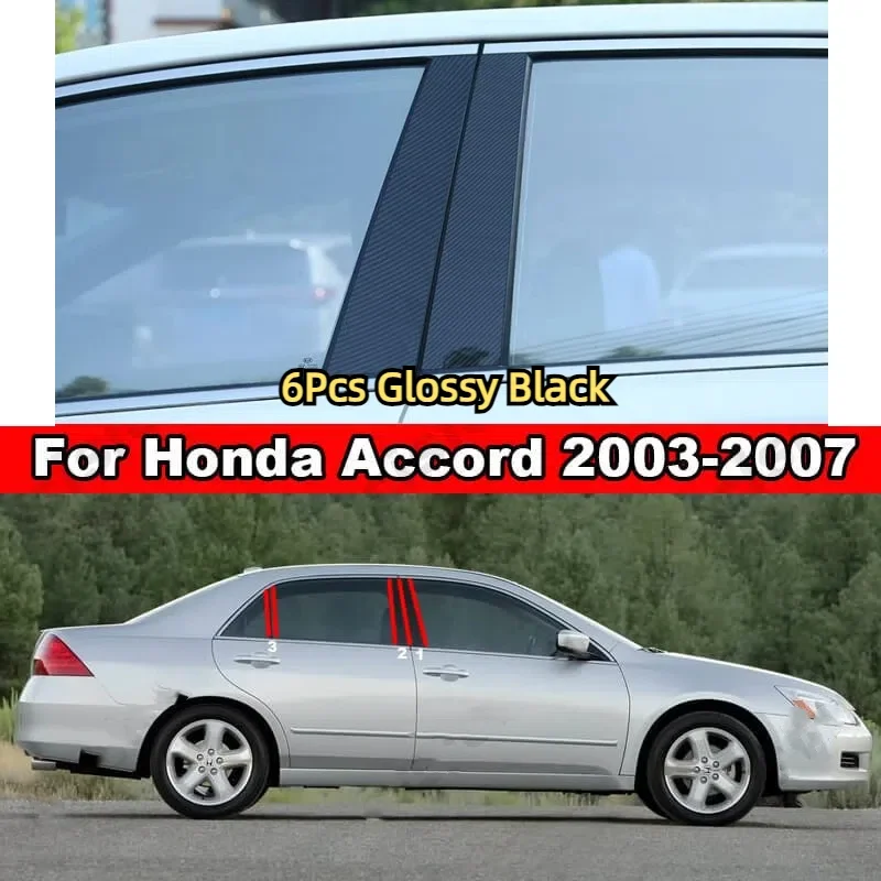 

Автомобильная оконная дверная колонна B, стойки, накладка для Honda Accord Civic CRV Jazz HRV, черное углеродное волокно, зеркальный эффект, наклейка для ПК