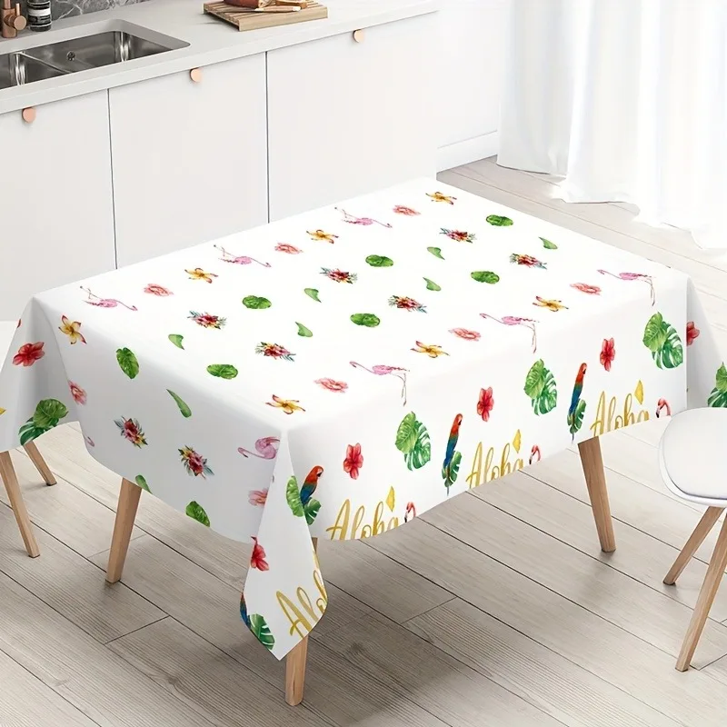 Tropical Floral Pattern Tablecloth Summer Party Napkin Table Cover Jungle Beach Dining Decor Rectangular Spillproof Cloth