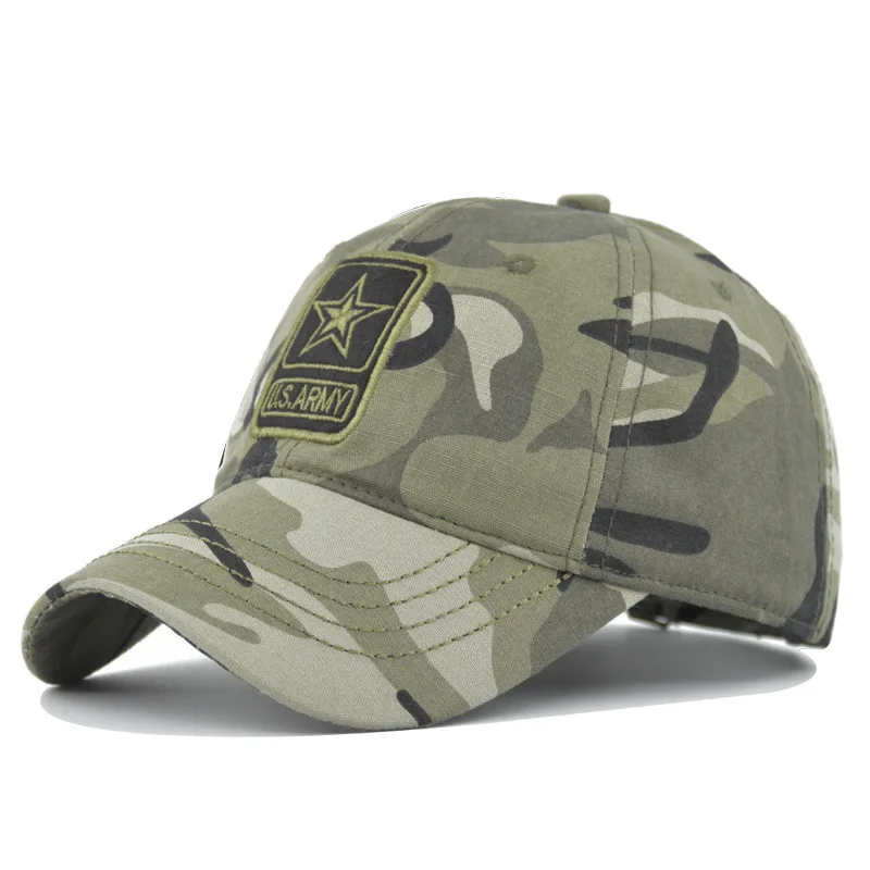 

Hot Selling Men's Camouflage Baseball U.S.ARMY Embroidered Star Duckbill Cap Spring Autumn Canvas Sun Hat