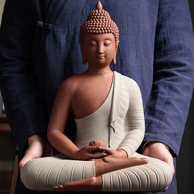 45cm Large Ceramic Buddha Statue Sakyamuni Amitabha Medicine Bodhi Tathagata Southeast Asia Style Home Decor Ornament Gift
