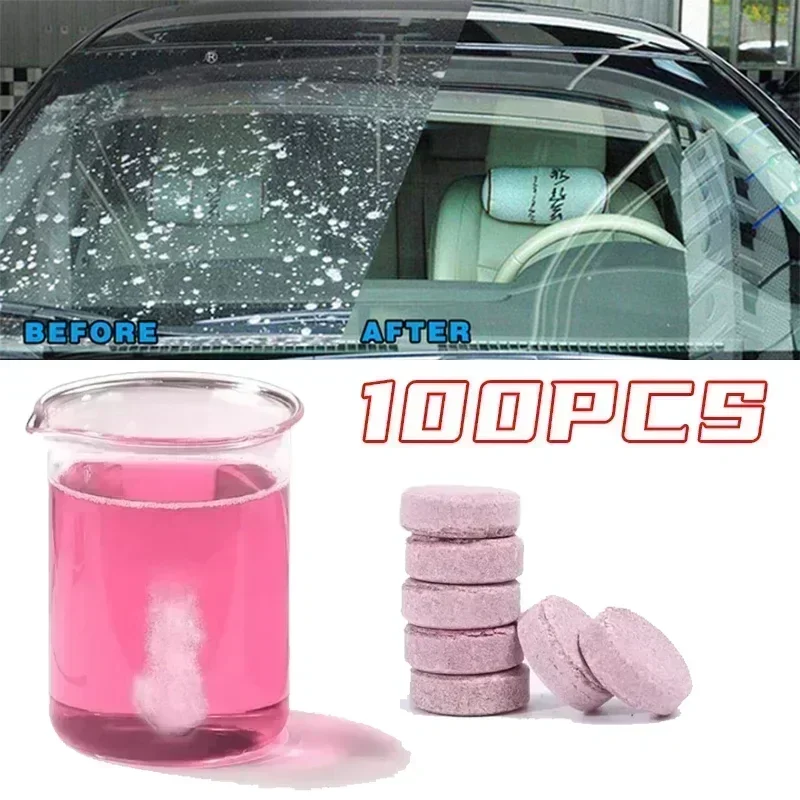 10-100PCS Pink Solid Cleaner Car Windscreen Wiper Super Concentrated Effervescent Tablets Glass Toilet Cleaning Car Accessories